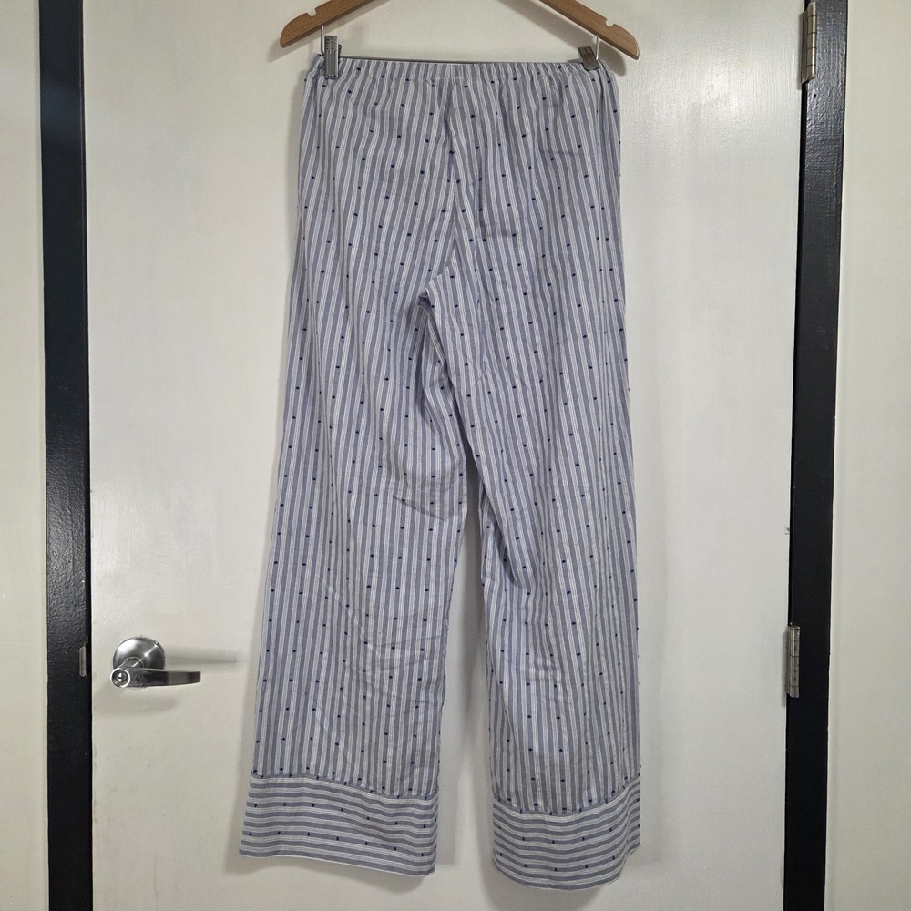 Aerie Blue White Striped Embroidered Dot Wide Leg Pajama Lounge Pants XS NWT - Picture 2 of 6